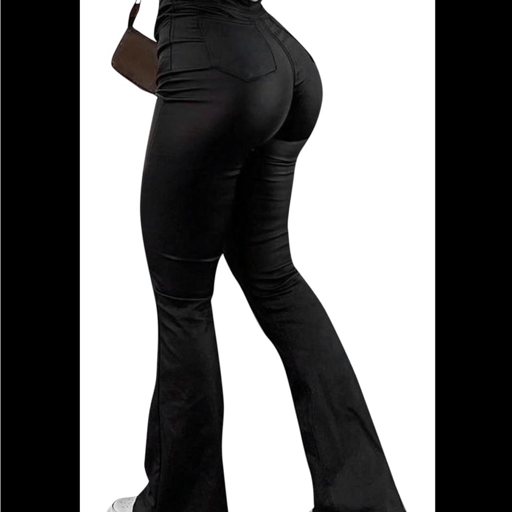 Missguided Black High-Waist Flared Pants